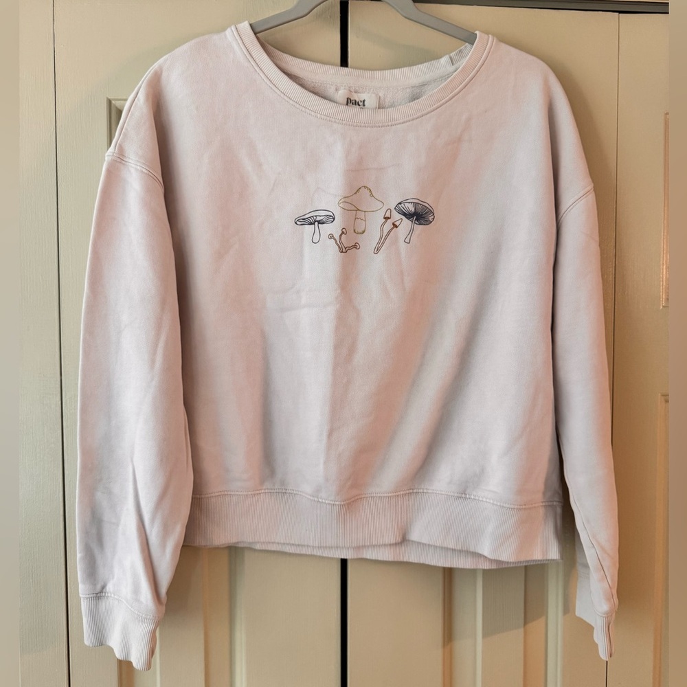 Pact Cream Sweatshirt with Mushroom Design